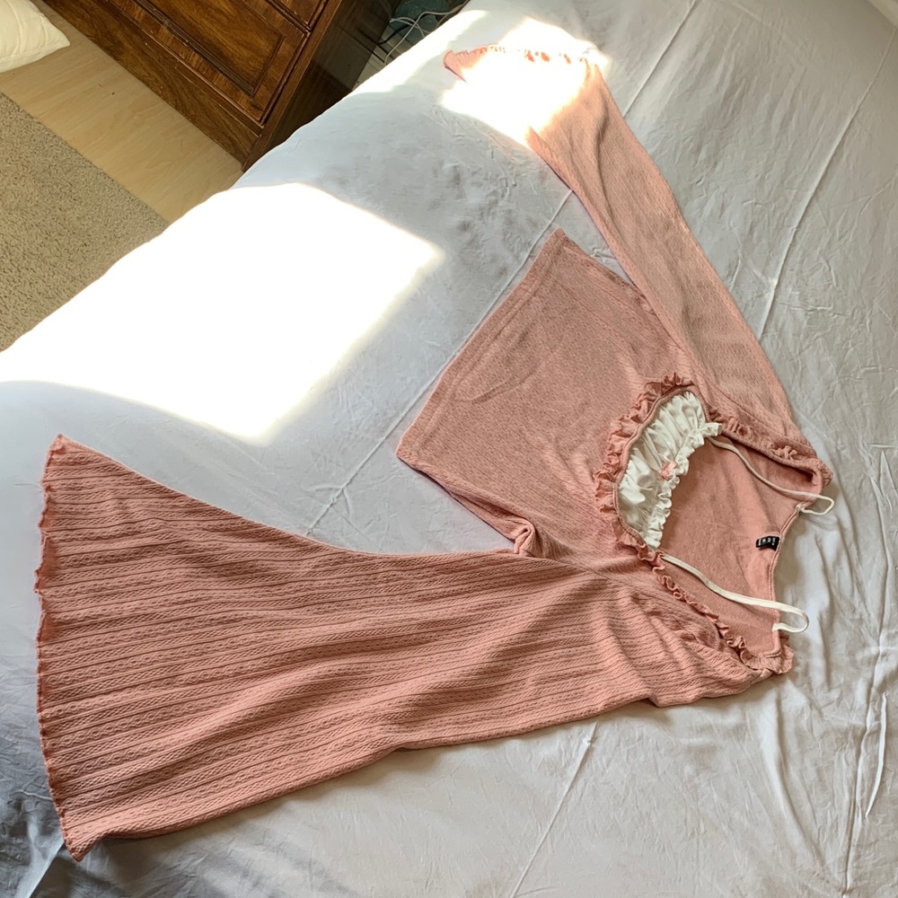 💗Cropped babydoll Peach and Cream Ruffle Blouse girly romantic - Picture 4 of 6